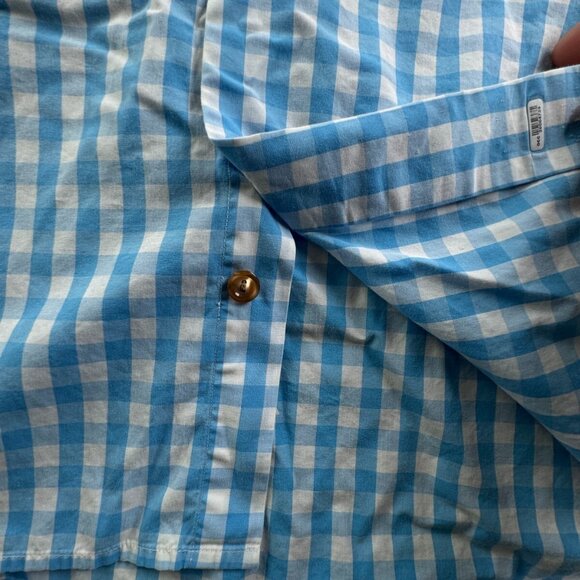 Eton Long Sleeve Button Up POPLIN 16 Cotton Designer Blue Check Contemporary - Picture 14 of 16